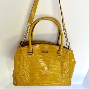 Kate Spade Yellow Croc-Embossed Leather Tote